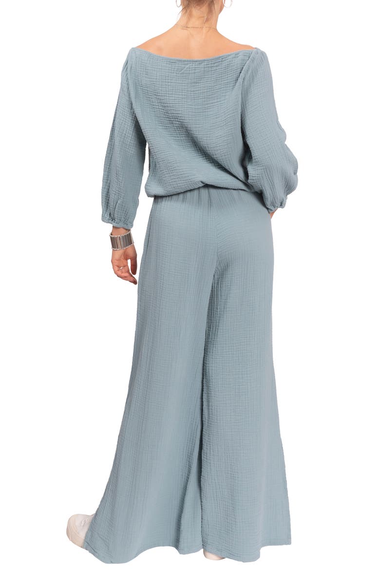 Riley Cotton Gauze Split Hem Pants, Alternate, color, DESERT BLUE