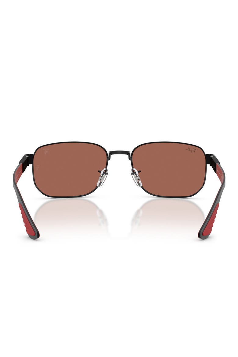 59mm Ferrari Irregular Sunglasses, Alternate, color, BLACK / BROWN MIRROR DARK RED