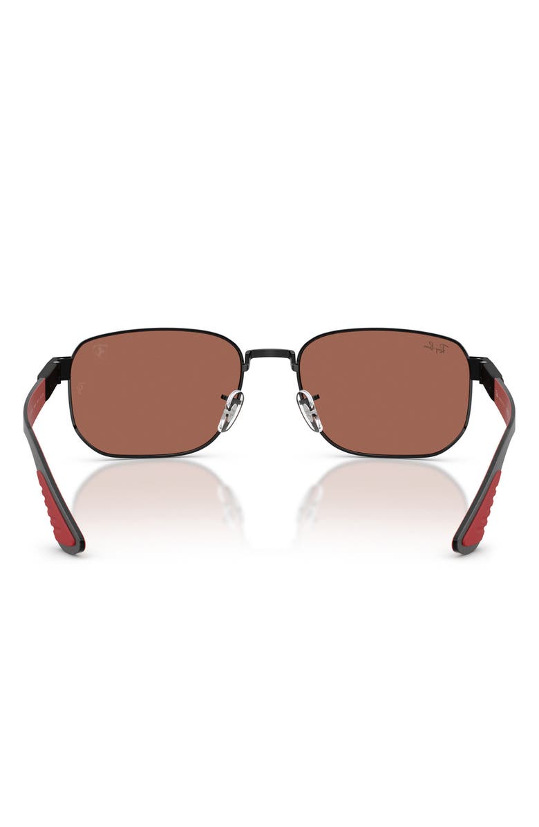 Ray-Ban 59mm Ferrari Irregular Sunglasses, Alternate, color, Black / Brown Mirror Dark Red