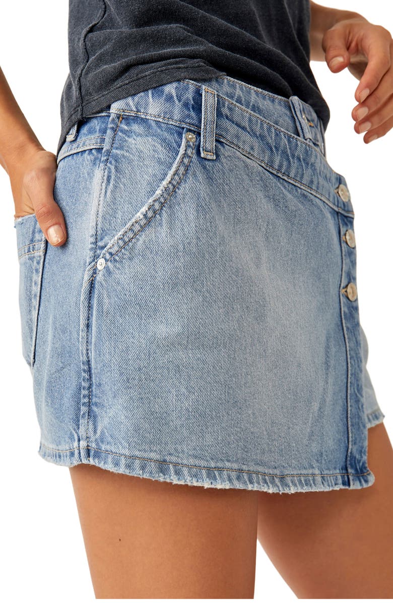 Free People Wynne Denim Skirt, Alternate, color, Light Indigo