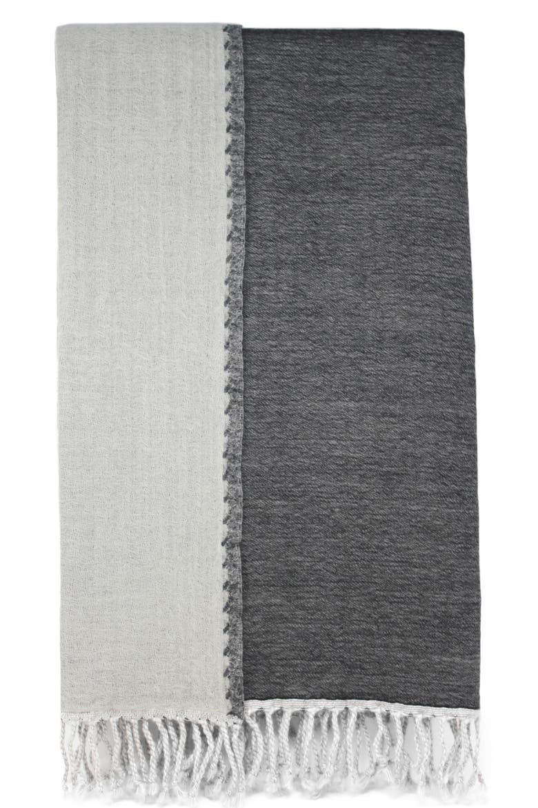 Reversible Merino Wool Throw Blanket, Alternate, color, GREY/ IVORY