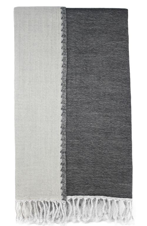 Melange Home Reversible Merino Wool Throw Blanket In Grey/ivory