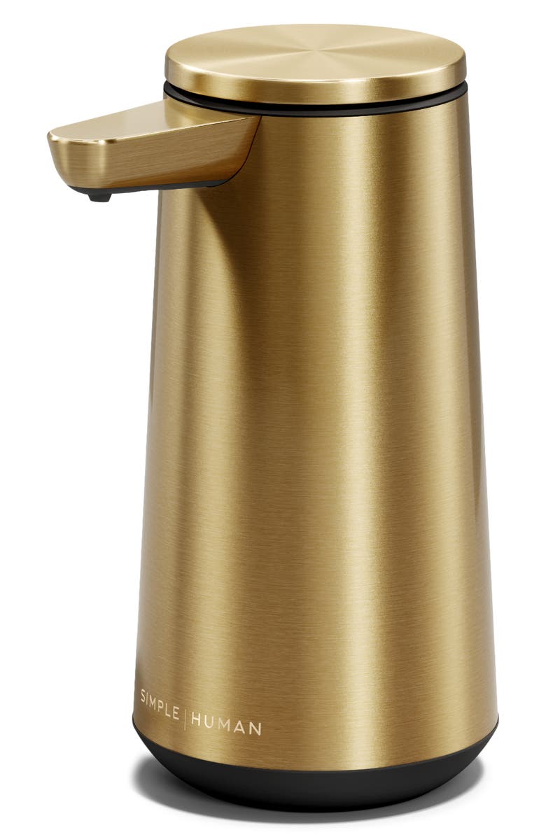simplehuman Rechargeable Sensor Pump Foam Soap Dispenser, Main, color, Gold