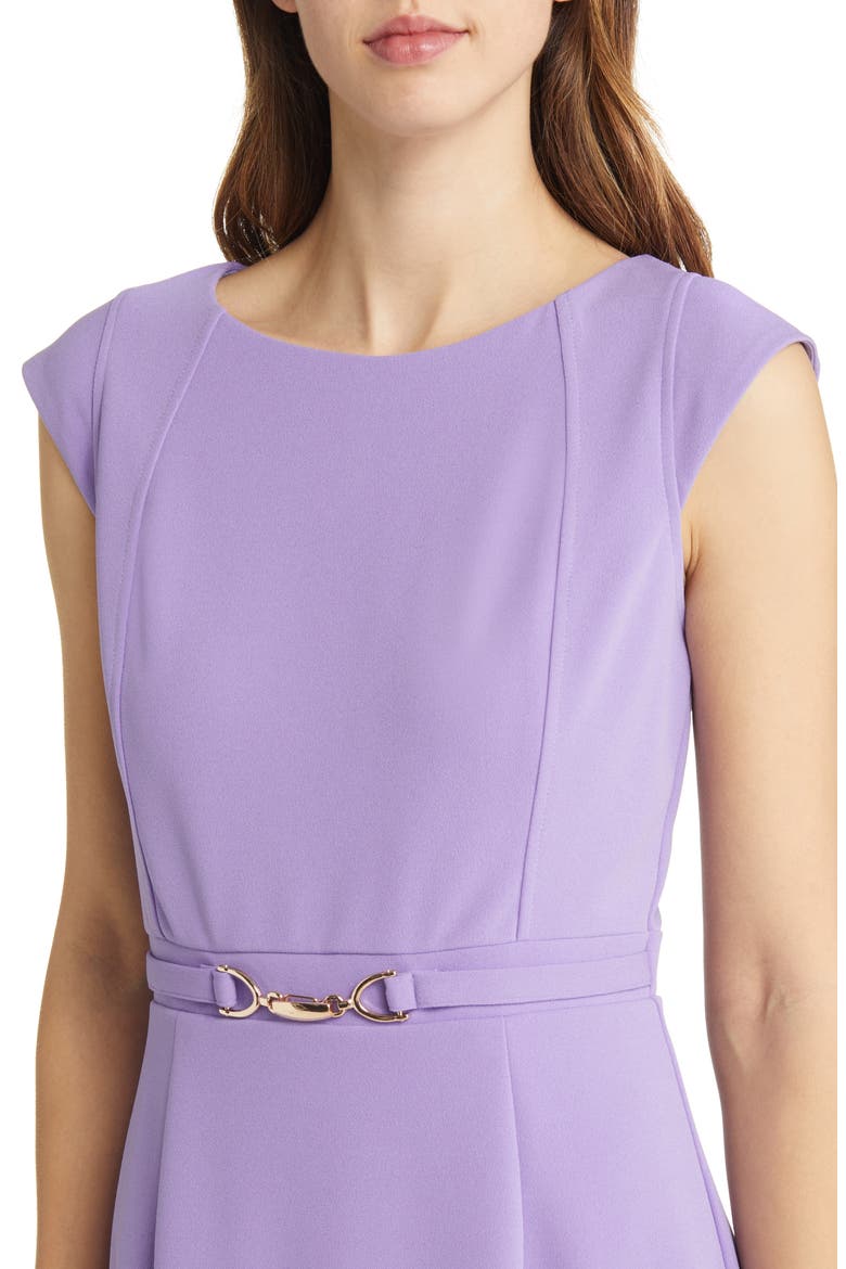 Cap Sleeve Crepe Sheath Dress, Alternate, color, HYACYNTH