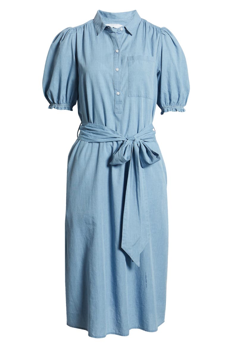 Camille Engineer Stripe Shirtdress, Alternate, color, LIGHT WASH
