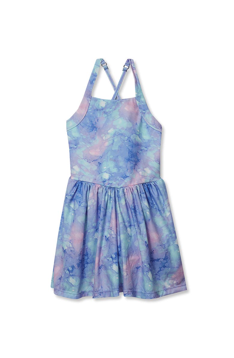 Lands' End Girls Athletic Active Tank Top Dress, Alternate, color, Lilac Multi Tie Dye