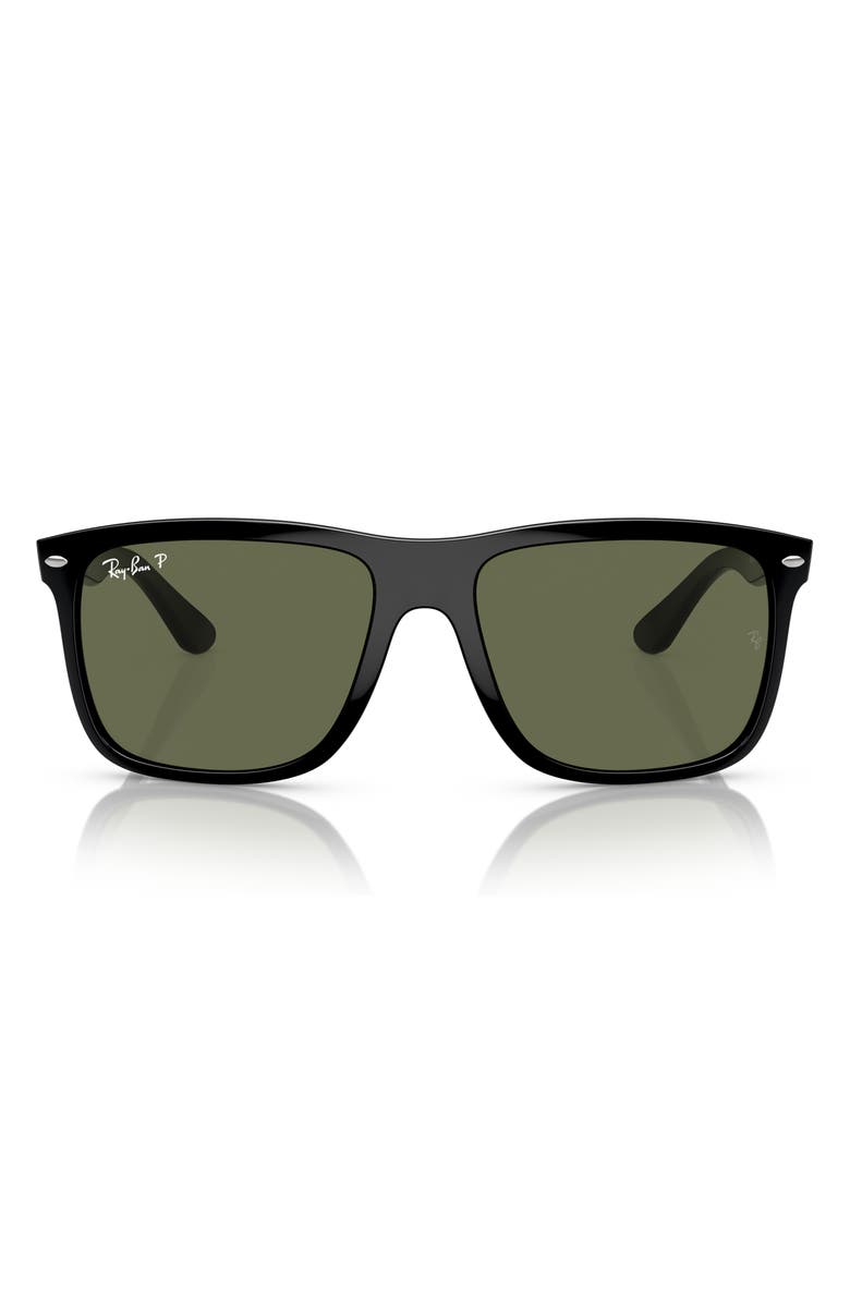 Ray-Ban 57mm Polarized Square Sunglasses, Main, color, Black