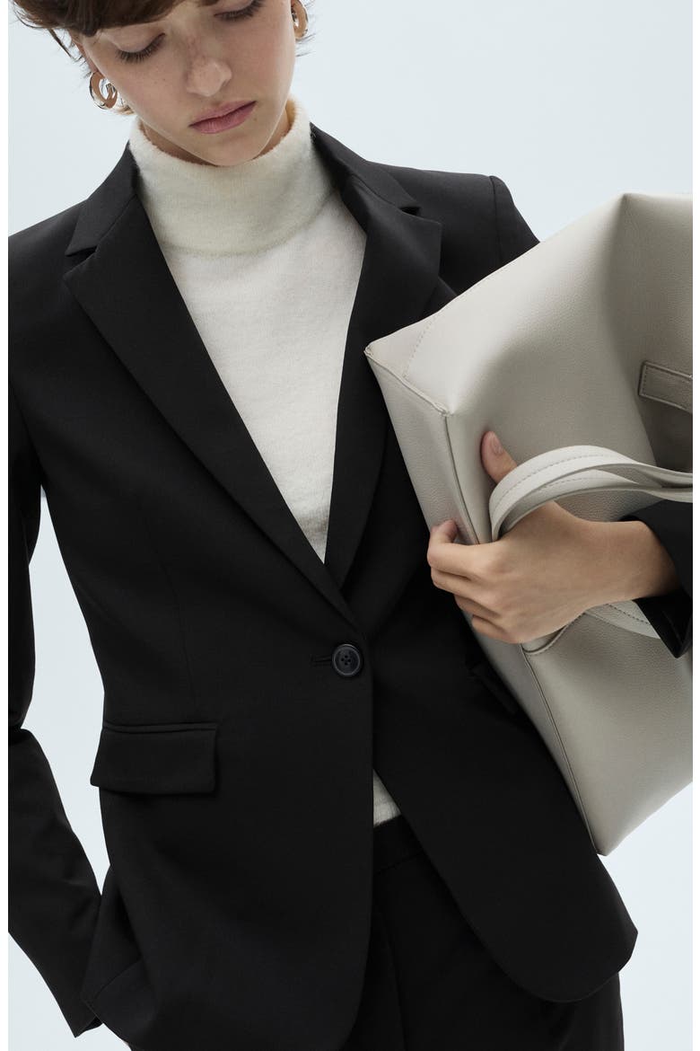 Fitted Suit Jacket, Alternate, color, BLACK