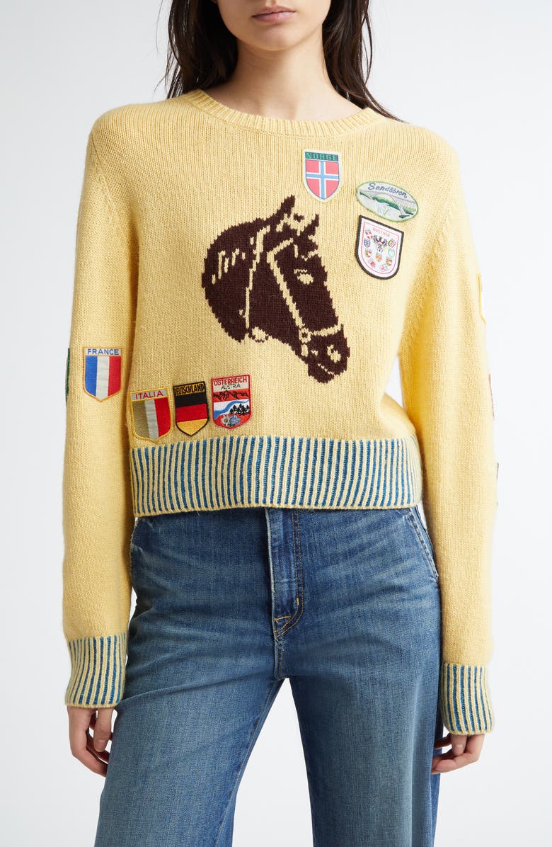 Bode Pony Silhouette Alpaca & Wool Crewneck Sweater, Main, color,