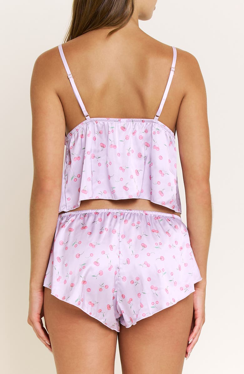 Honeydew Rowan Satin Camisole & Short Pajamas, Alternate, color, Taro Cherries