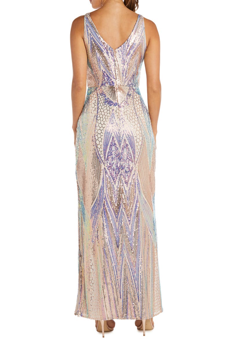 Nightway Deco Sequins Sleeveless Gown, Alternate, color, 