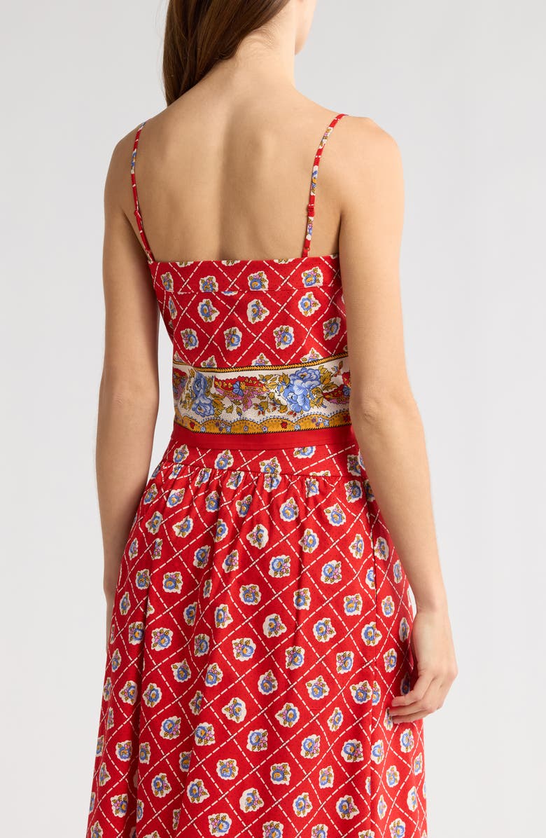 WAYF Josefina Mix Print Crop Top, Alternate, color, Red Scarf