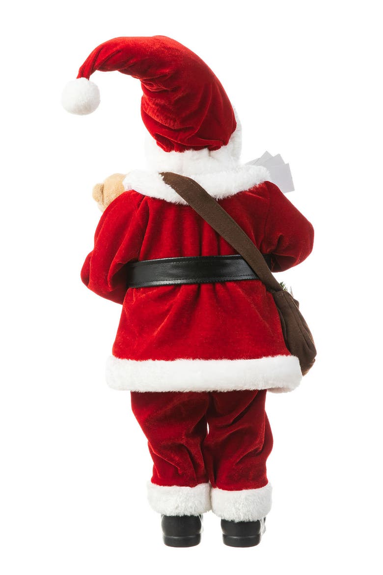 18"H Faux Fur Christmas Traditional Santa Figurines, Alternate, color, Red