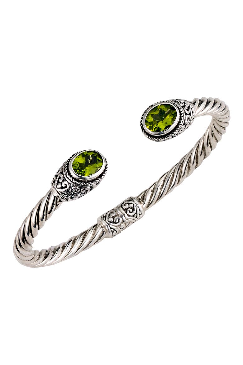 Oval Blue Topaz Open Cuff Bracelet, Main, color, PERIDOT