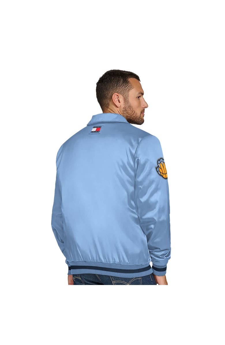 TOMMY JEANS Men's Tommy Jeans Light Blue Memphis Grizzlies Jacob Chain Stitch Applique Full-Snap Varsity Jacket, Alternate, color, Light Blue