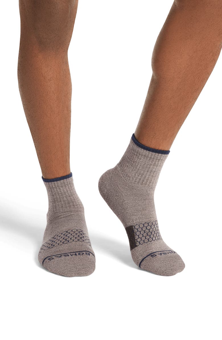 Bombas Arch Block Merino Wool Blend Quarter Socks, Alternate, color, 
