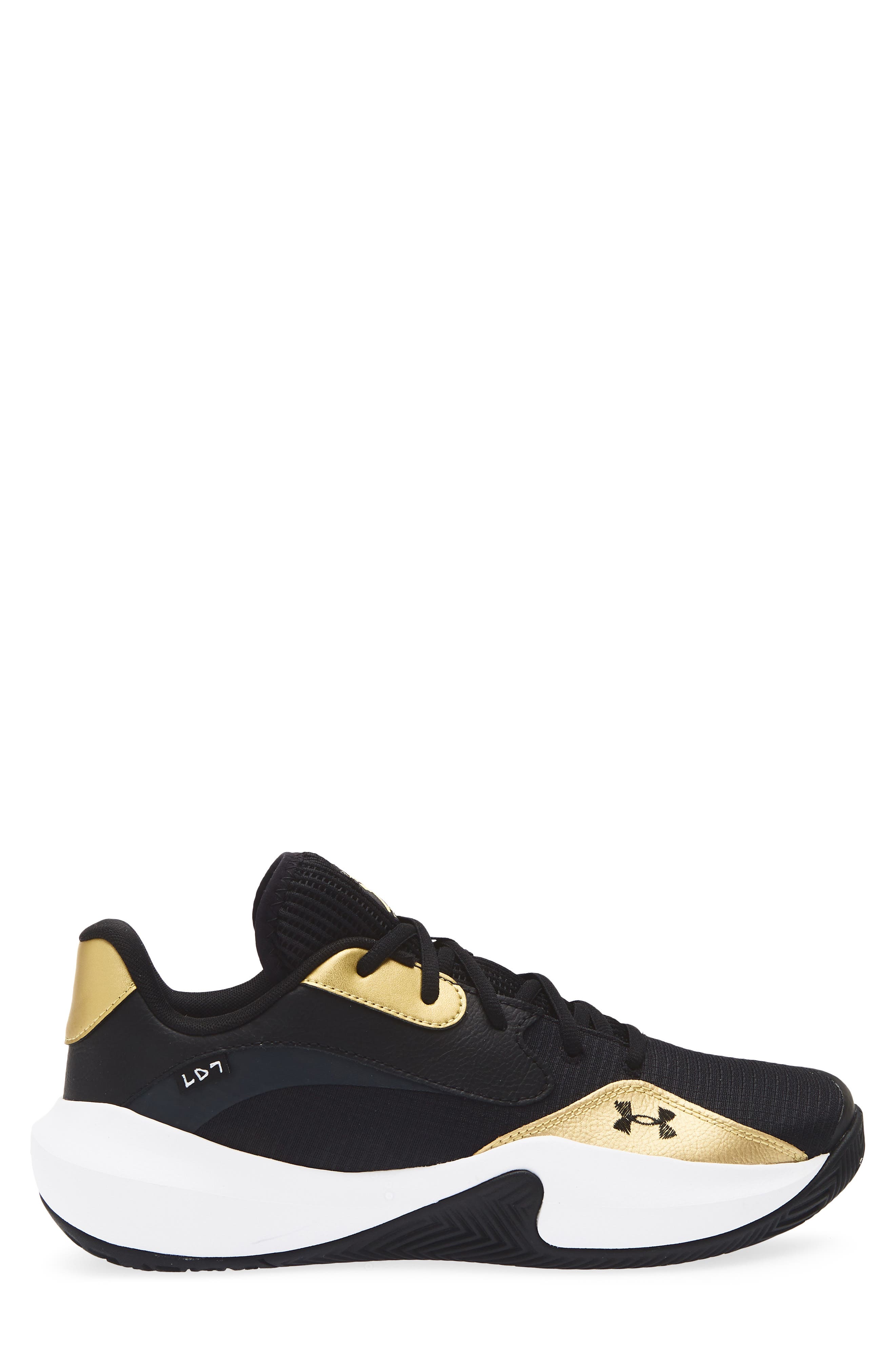 Under Armour Gender Inclusive Lockdown 7 Low Basketball Shoe, Alternate, color, Black