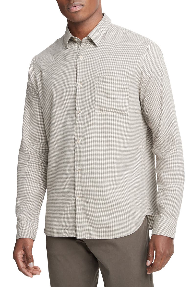 Mendocino Houndstooth Long Sleeve Button-Up Shirt, Alternate, color, STONE BEACH/ CARRILLO