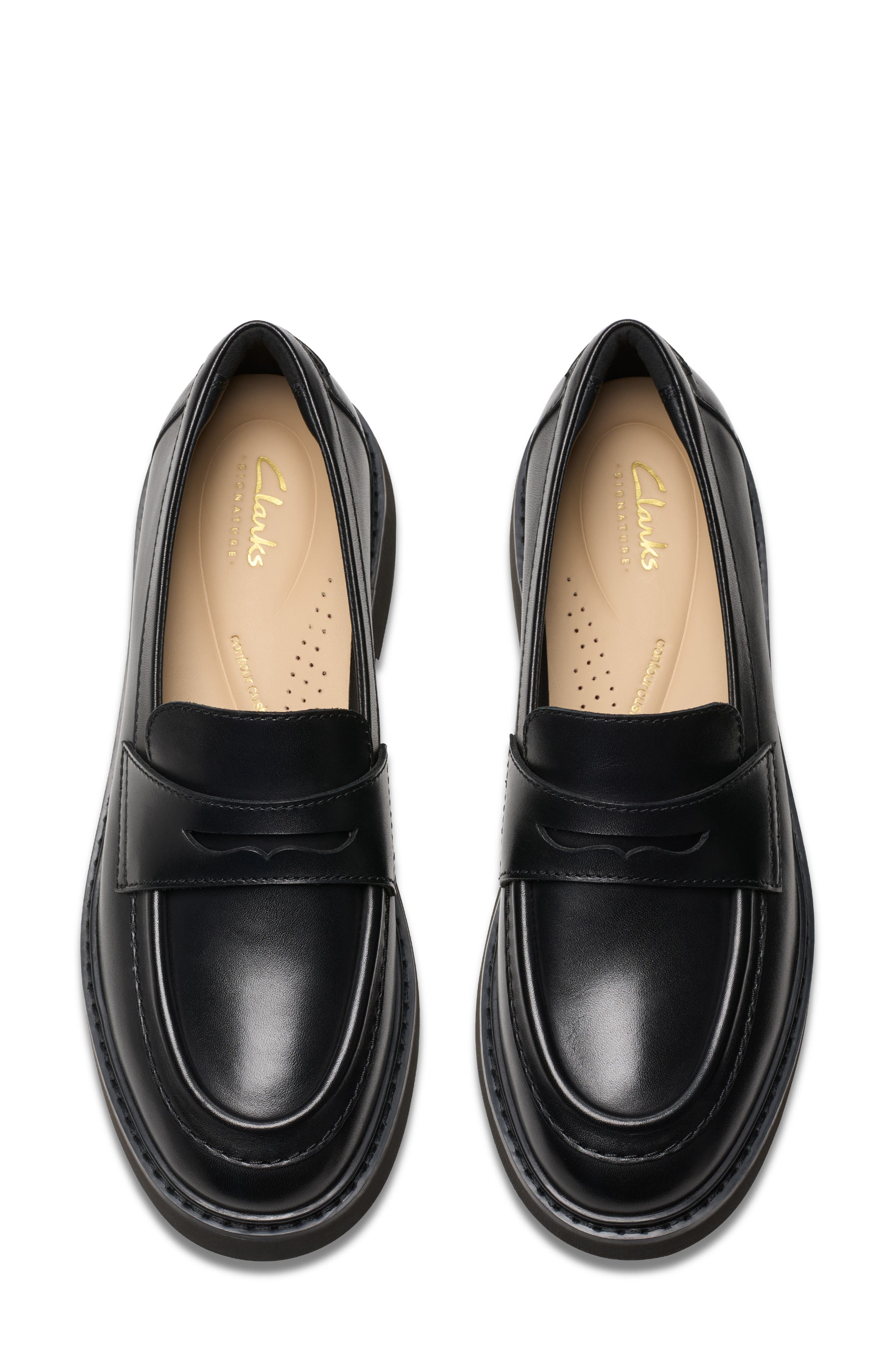 Clarks<sup>®</sup> Splend Edge Penny Loafer, Alternate, color, Black Leather