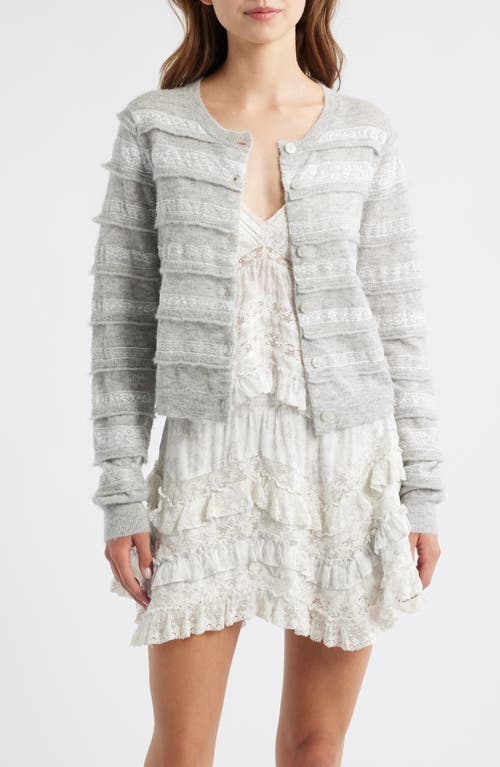 Loveshackfancy Claralise Lace Accent Cardigan In Gray