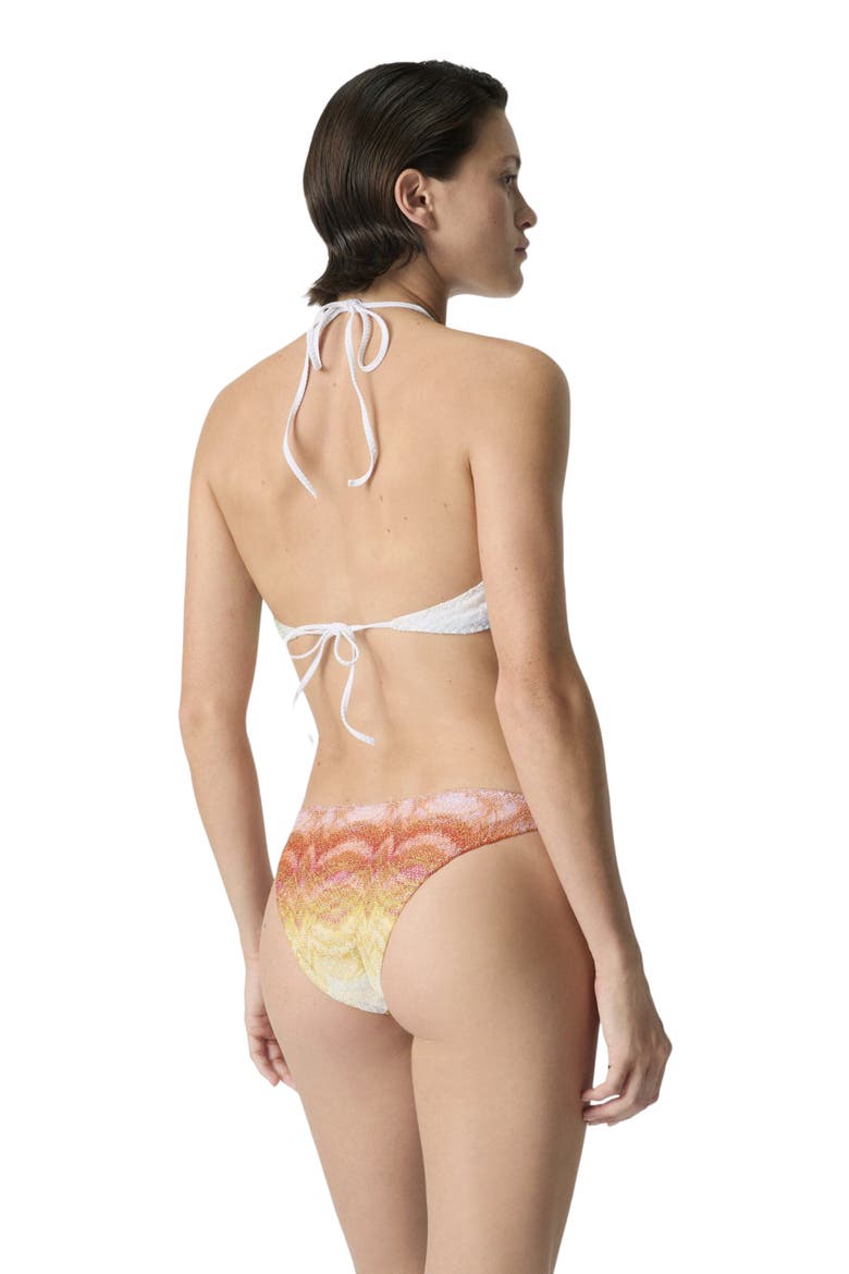 Bikini In Shaded Lamé Viscose With Halterneck Top, Alternate, color, Multicoloured
