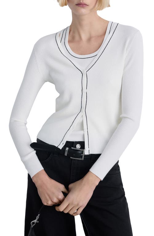 Mango V-neck Cardigan In Ecru