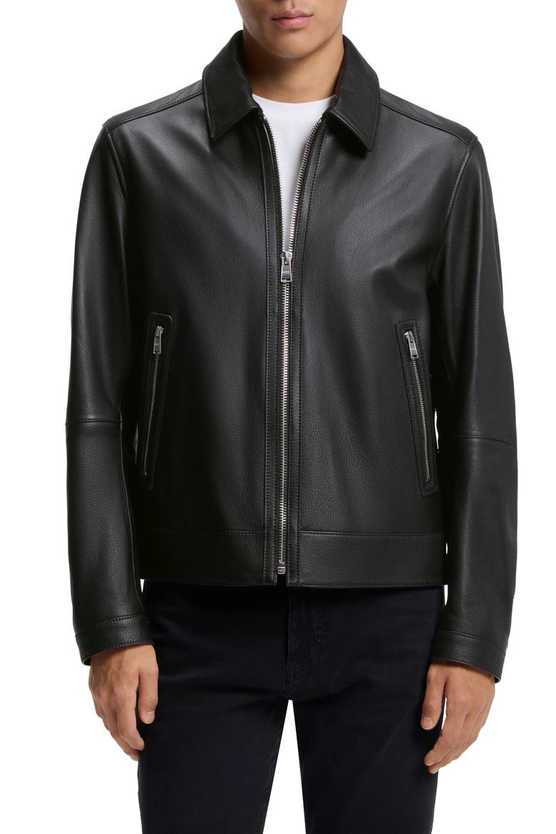 Mapson Lambskin Leather Jacket, Main, color, BLACK