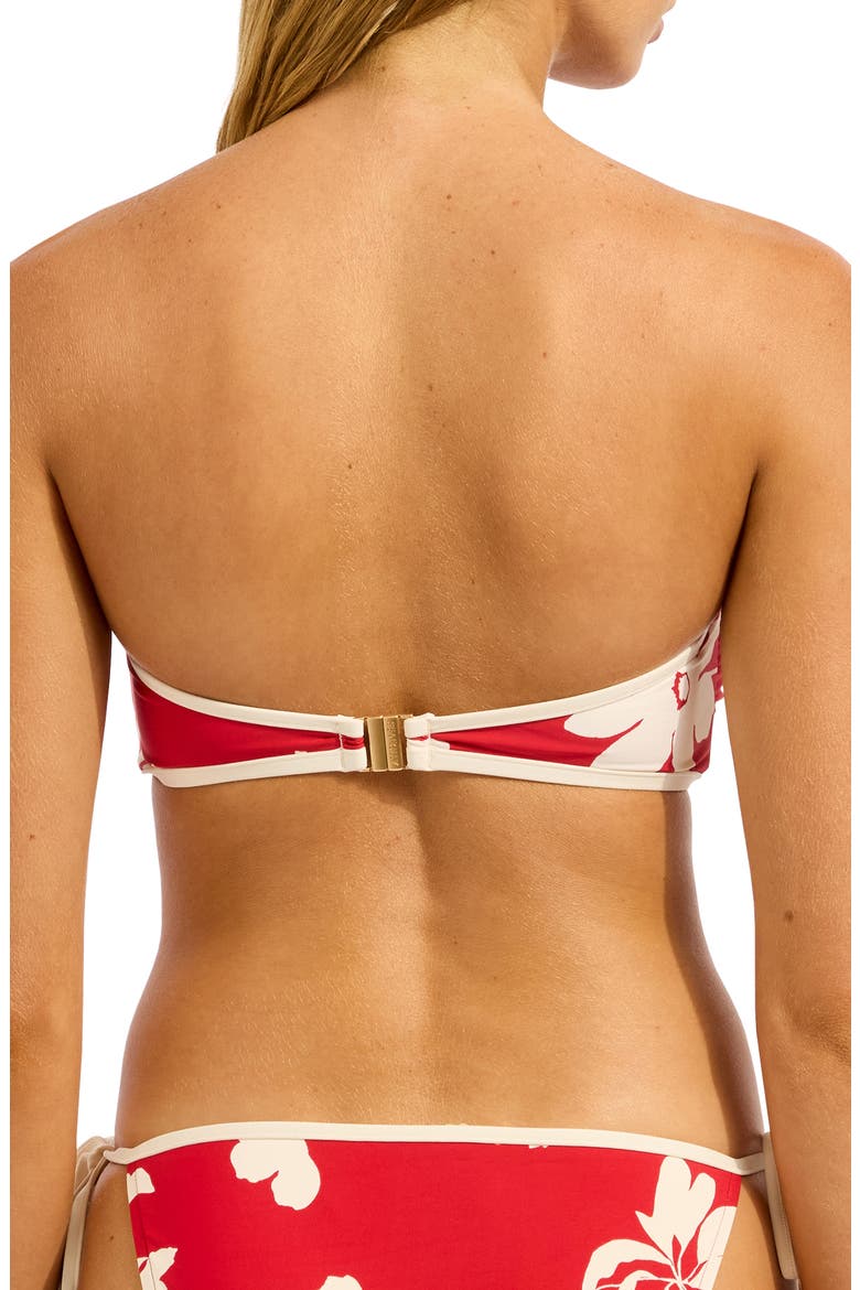 Ring Front Bandeau Bikini Top, Alternate, color, COSMO RED