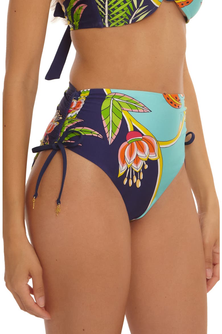 Flamingo High Waist Bikini Bottoms, Alternate, color, BLUE MUTLI