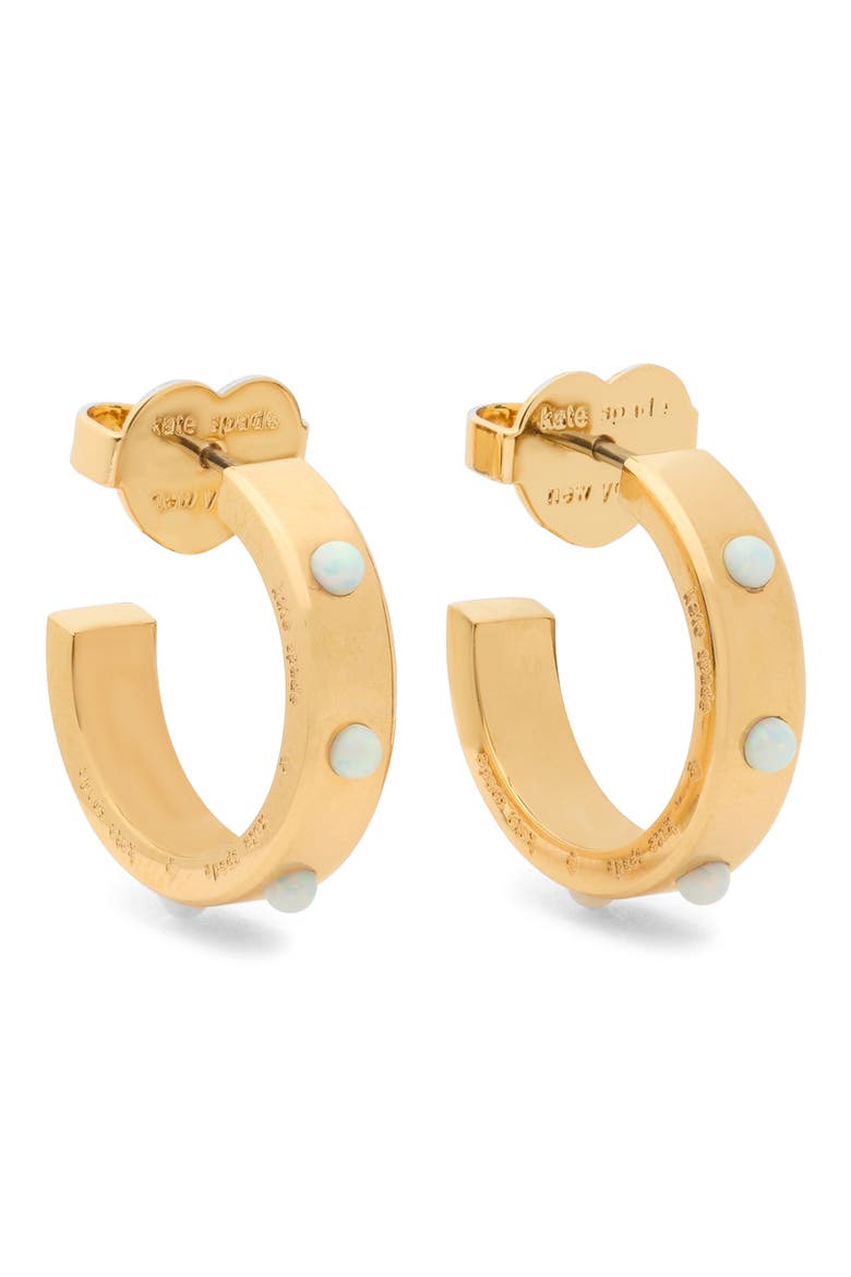 small faux opal huggie hoop earrings, Main, color, OPAL
