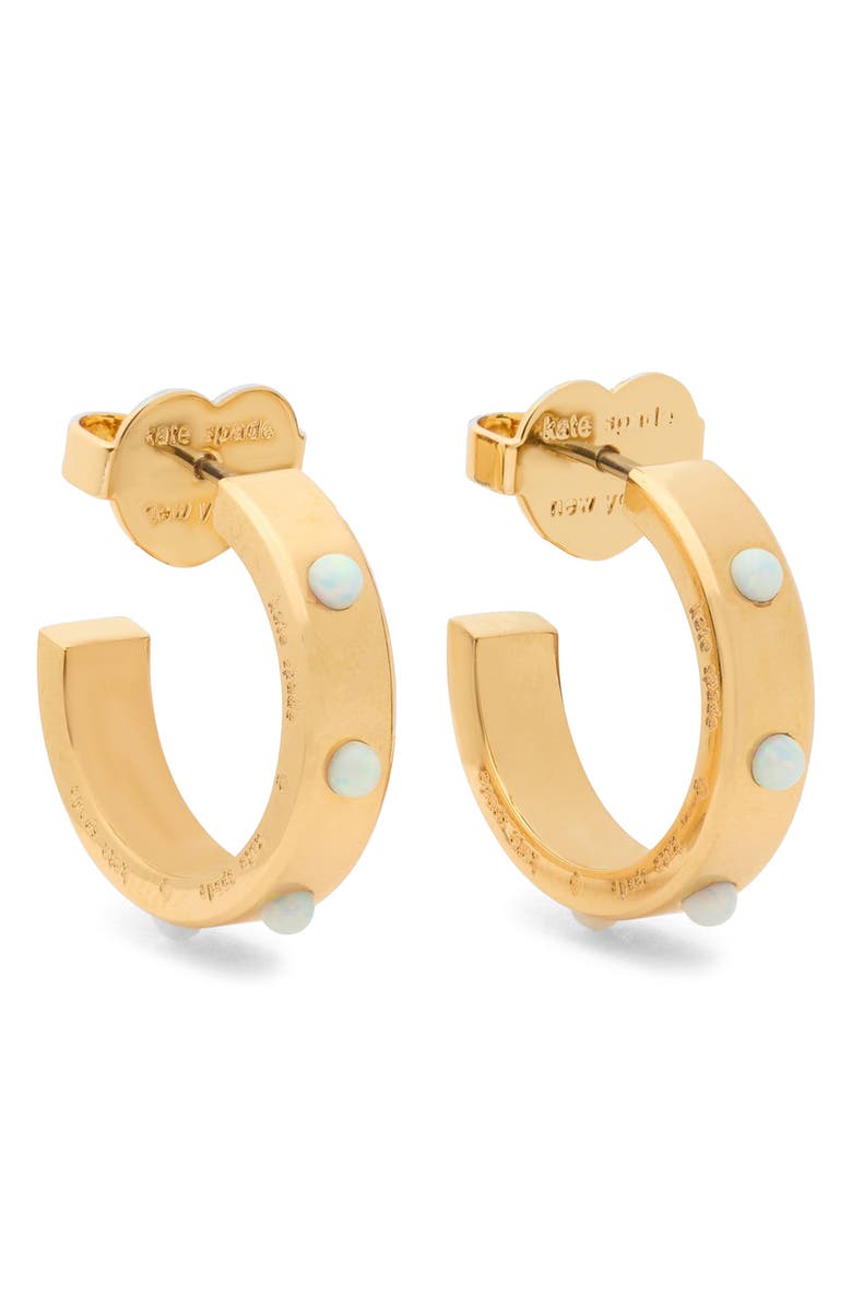 Kate Spade New York small faux opal huggie hoop earrings, Main, color, Opal
