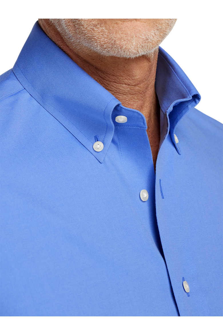 Tailored Fit Non-iron Cotton Pinpoint Solid Button Down Collar Dress Shirt, Alternate, color, French Blue