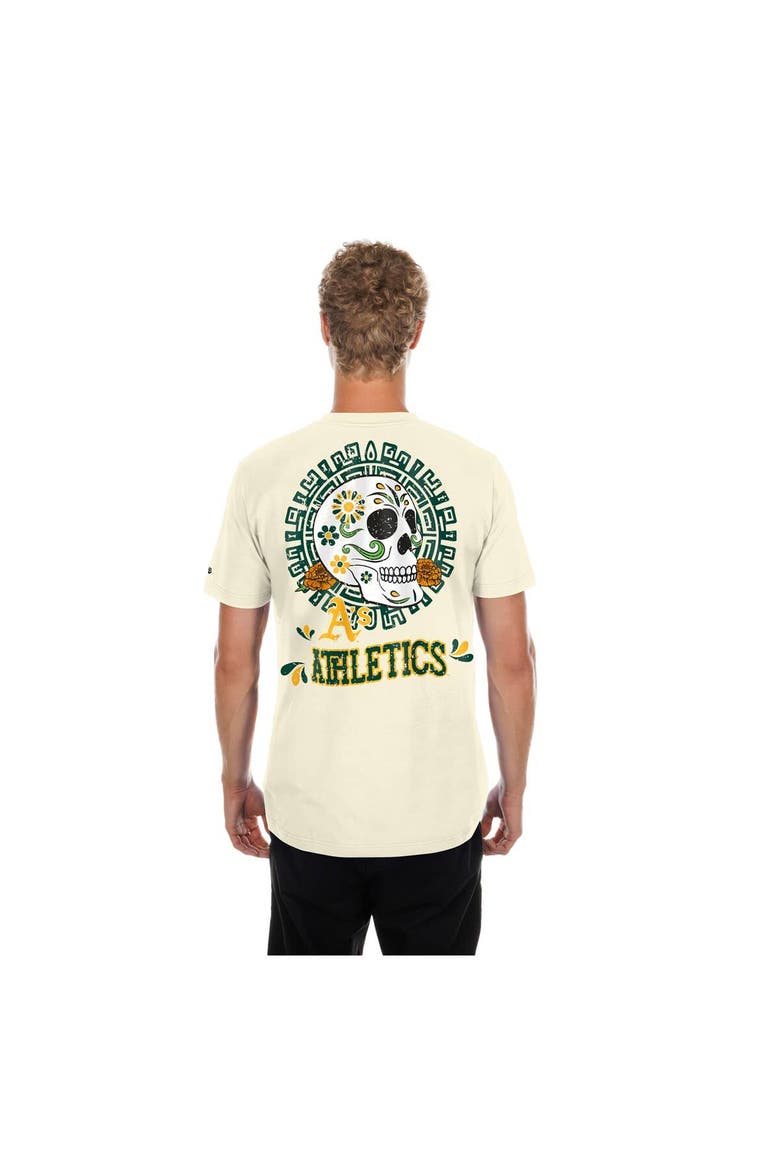 Men's New Era Natural Athletics Dia de los Muertos Sugar Skull T-Shirt, Alternate, color, Natural