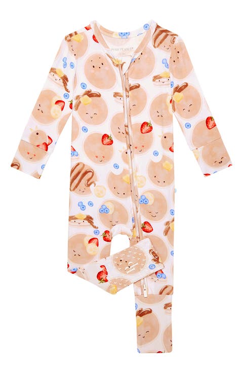 Pancakes Print Convertible Zip-Up Footie (Baby)