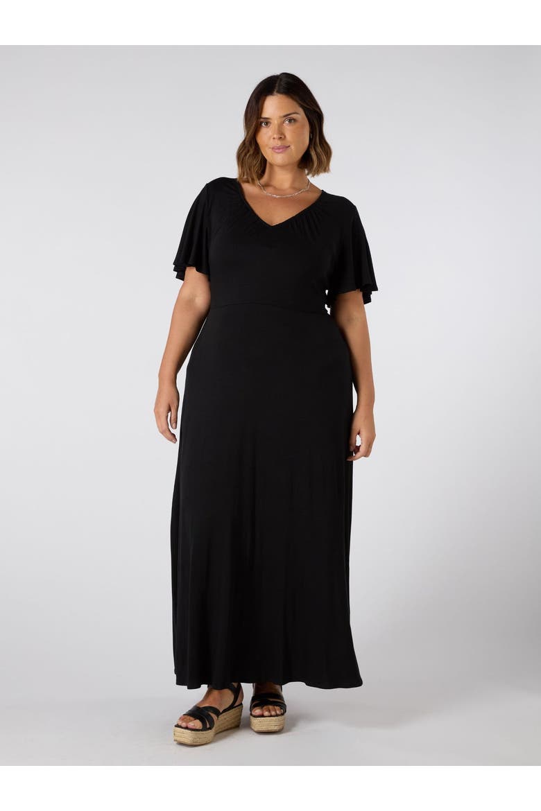 Jersey V-Neck Maxi Dress, Main, color, Black