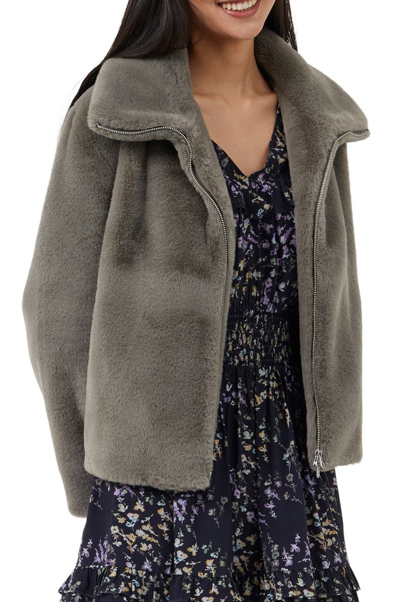 French Connection Buona Faux Fur Jacket, Main, color, 