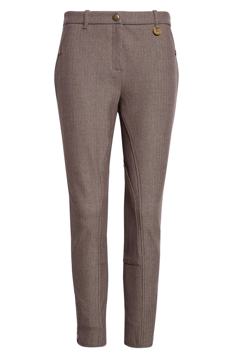 Burberry Herringbone High Waist Jodhpurs, Alternate, color, Walnut Brown/ Taupe Beige