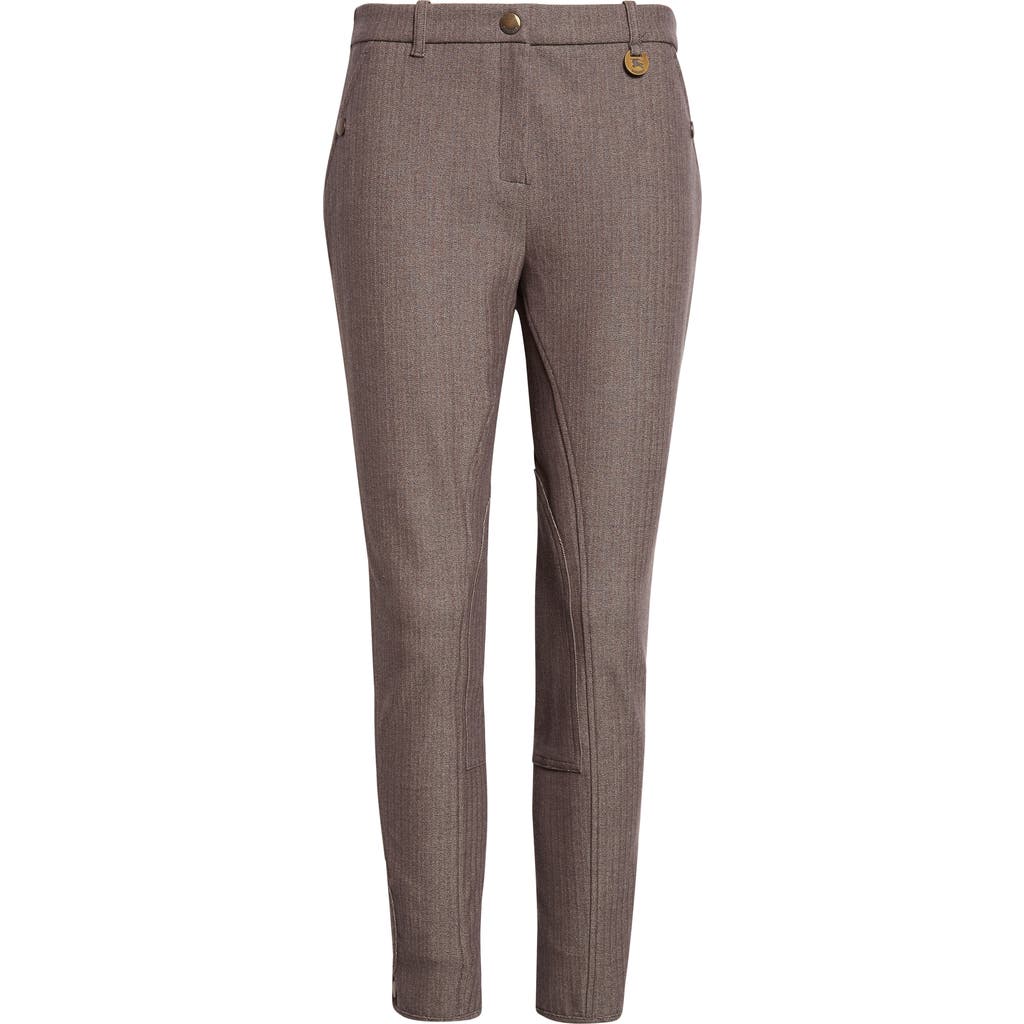 Burberry Women Johdpur Pants Stretch Cotton With Herringbone Pattern In Brown