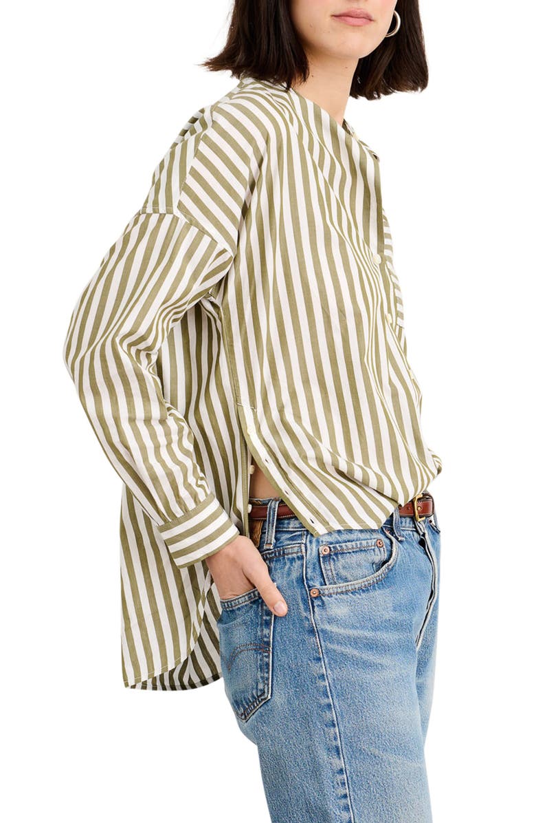 Alex Mill Mixed Stripe Band Collar Button-Up Shirt, Alternate, color,