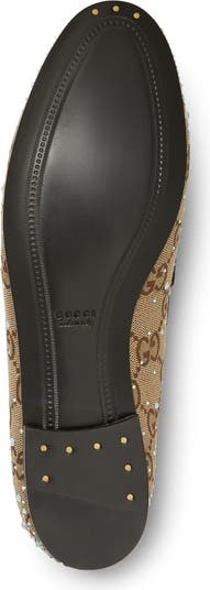 Gucci New Jordaan Crystal Embellished Horsebit Loafer (Women