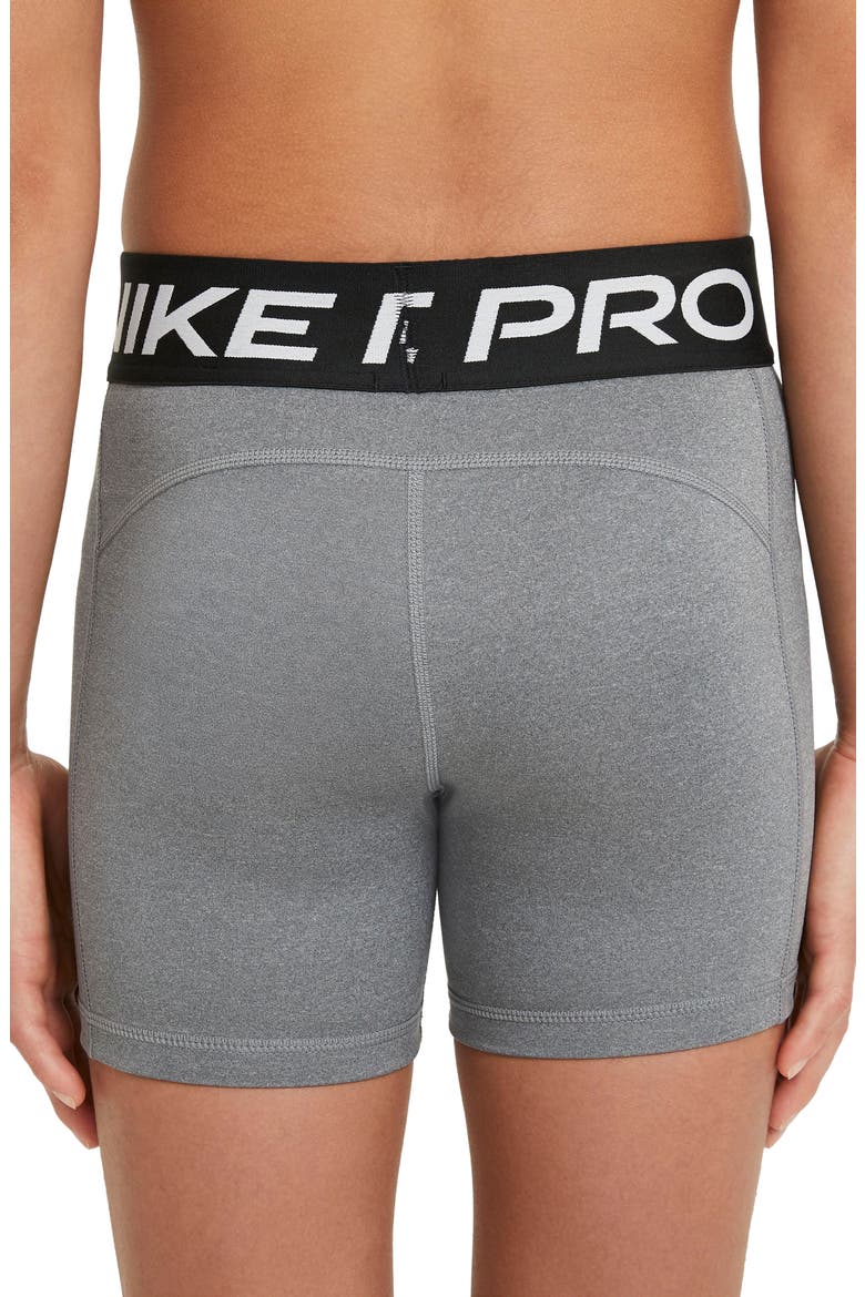 Kids' Pro Shorts, Alternate, color, CARBON HEATHER/ WHITE
