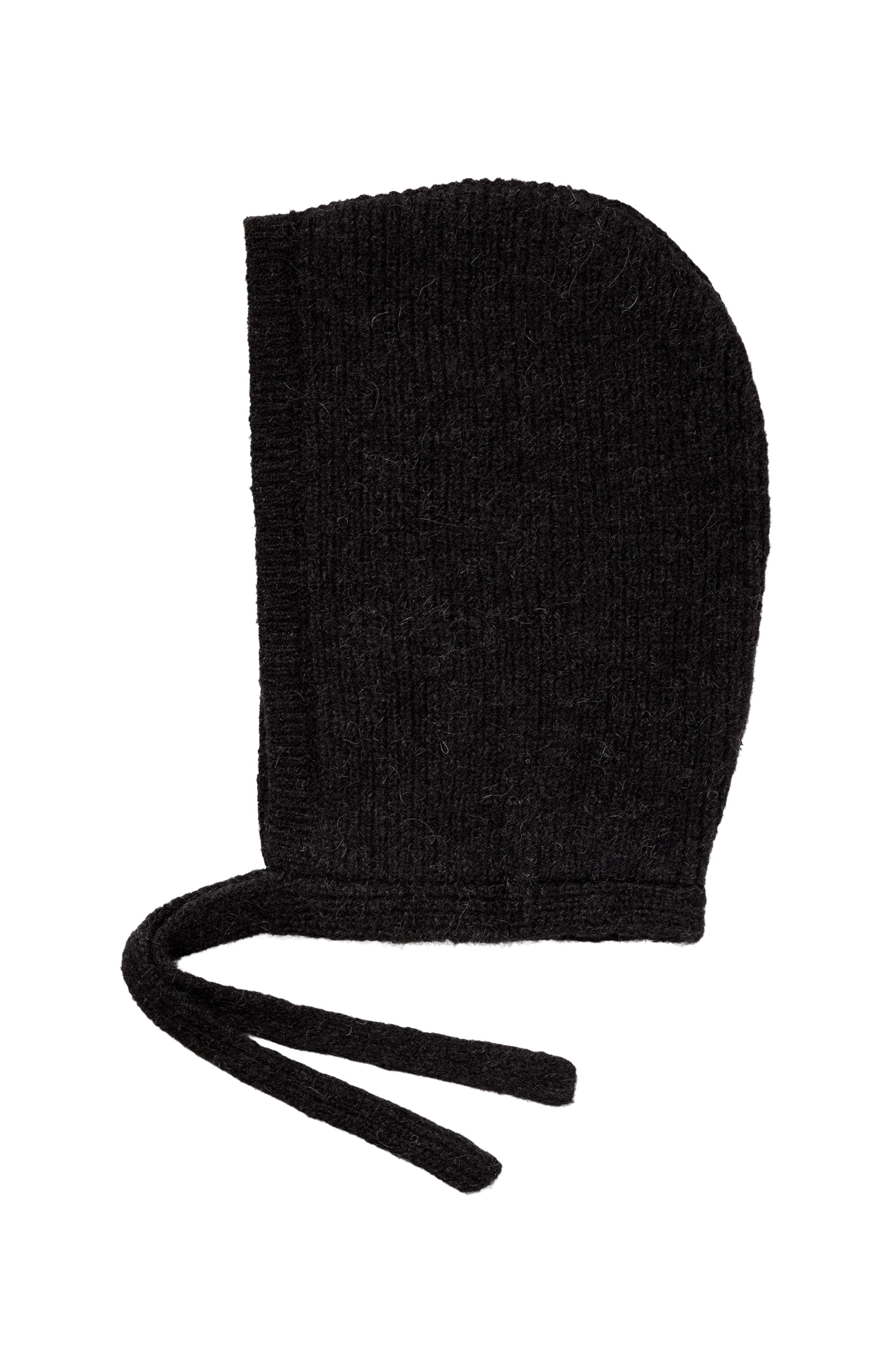 HYER GOODS Upcycled Alpaca Wool Tie Balabonnet in Black 