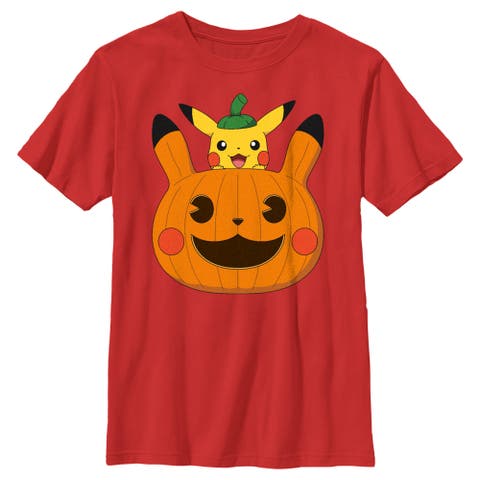 Boy's Pokemon Halloween Pikachu Jack-O'-Lantern  Graphic T-Shirt