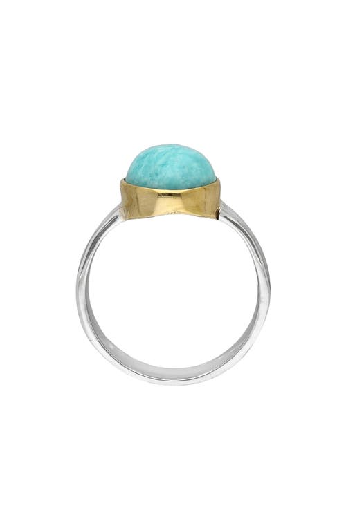 Ys Gems Bezel Set Amazonite Ring In Blue