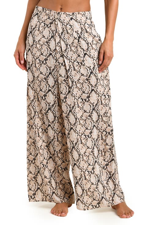 Island Serpent Faux Wrap Cover-Up Pants