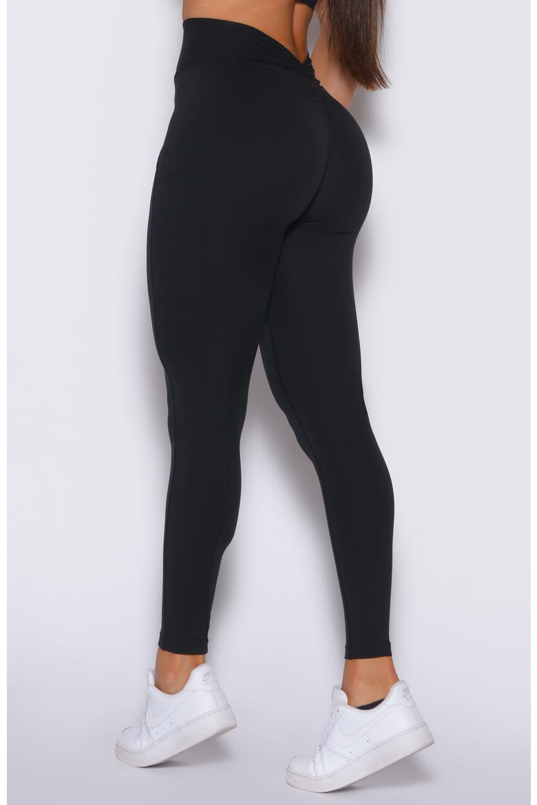 V Back Leggings, Alternate, color, Black