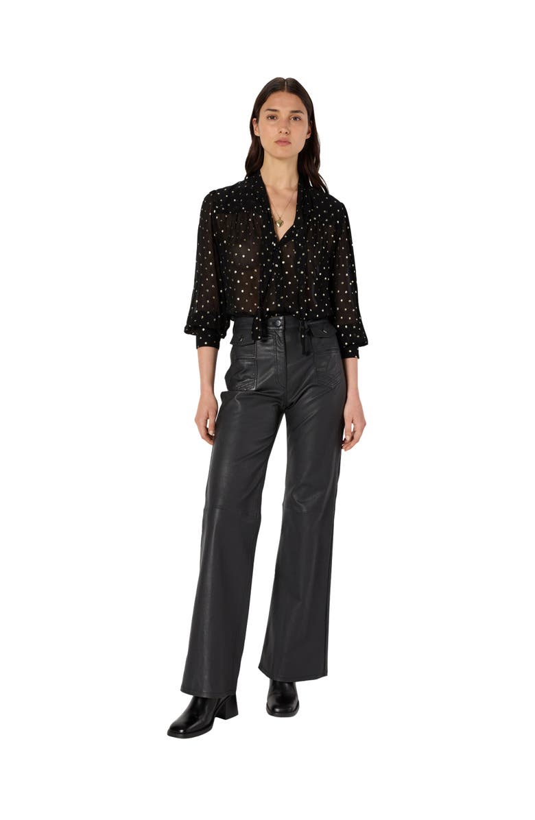 GERARD DAREL Andree Sheer Metallic Polka Dot Blouse, Alternate, color, Black