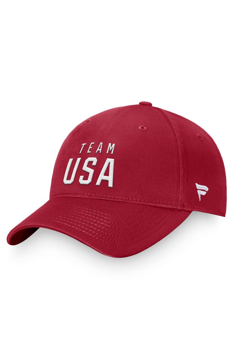 FANATICS Men's Fanatics Branded Red Team USA Adjustable Hat, Main, color,