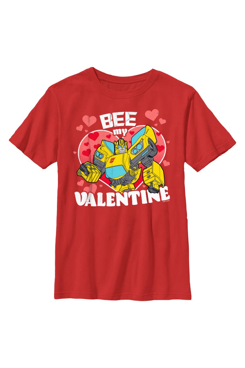 Boy's Transformers Bumblebee Bee My Valentine  Graphic T-Shirt, Main, color, Red