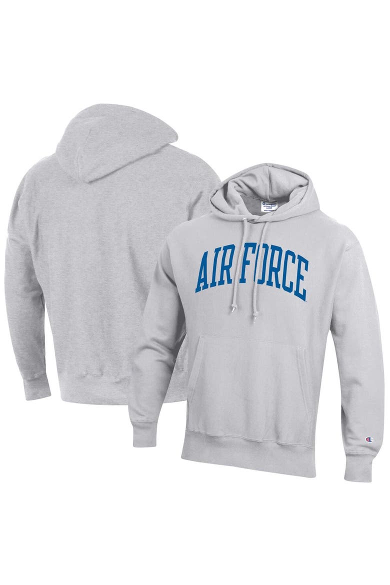 Men's Champion Heathered Gray Air Force Falcons Team Arch Reverse Weave Pullover Hoodie, Main, color, Heather Gray